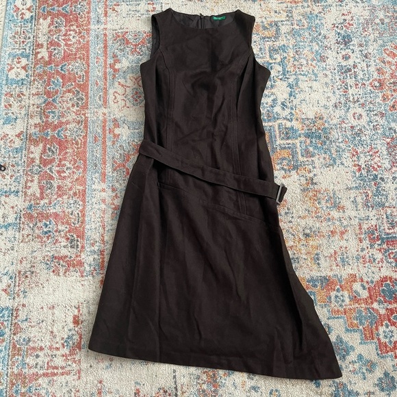 United Colors of Benetton vintage wool asymmetrical hem belted sleeveless dress - Picture 1 of 10